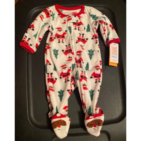 Carter's First Christmas Newborn Baby African American Santa Footed Sleeper - Picture 1 of 11